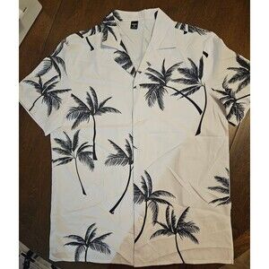 Manfinity Men Palm Tree Print Button Front Shirt